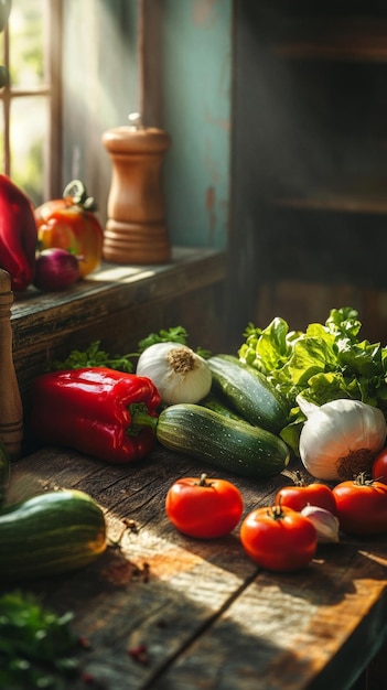 Świeże składniki na blacie kuchennym
